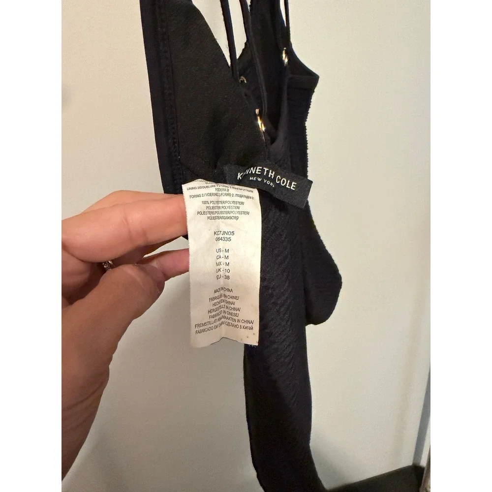 Kenneth‎ Cole Black Textured Lace-Up Front One-Piece Swimsuit